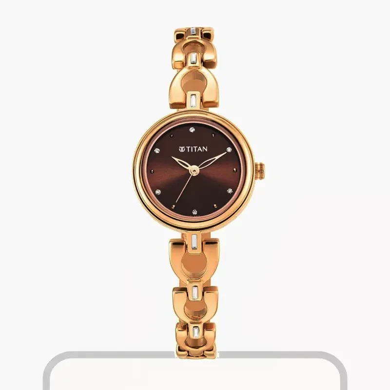 Titan Lagan Brown Dial Dial Rose Gold Ladies Watch